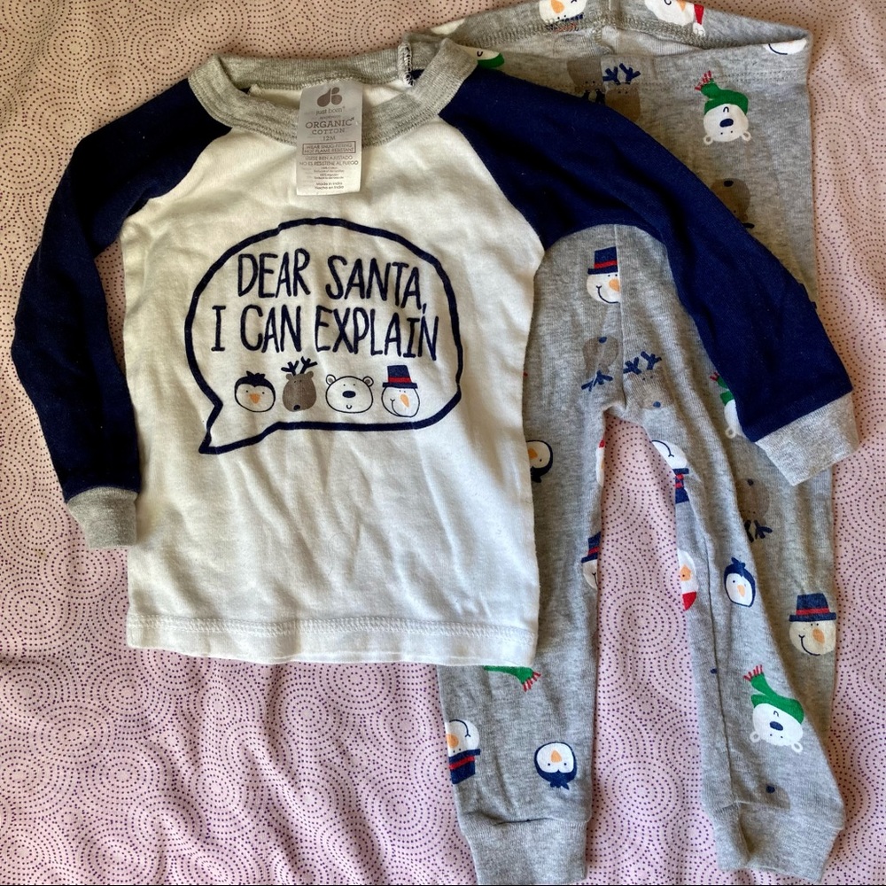Just Born Organic Christmas baby pajamas 12 month